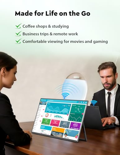 Image of ZSCMALLS 23.8 Inch Wireless Portable Monitor with Built‑in Battery, 1080P FHD IPS Display, AirPlay & Miracast Screen Casting, No App Needed, USB‑C DP Alt Mode & HDMI, VESA