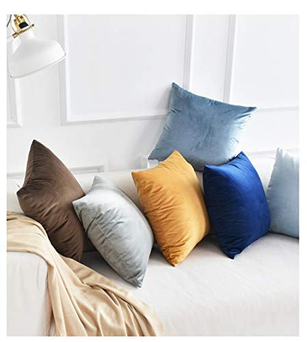 Andreannie Set Of 4 Velvet Super Soft Comfortable Solid Decorative Throw Pillow Cover Cushion Case For Sofa Living Room 18 Inches Square (Brown, 18"X18") #TOP2