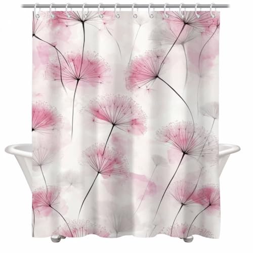 Rideau de douche anti moisissure imperméable en polyester lesté rose et beige - 2