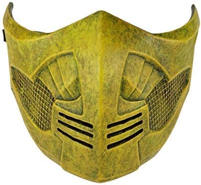 CrazyCatCos MK Game Mask, Jade/Sub-Zero/Kabal/Saibot/Scorpion/Smoke Resin Mask For Halloween Costume Accessory (Scorpion X)