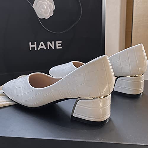HuangTaiJi Qing Women's Leopard Block Heeled Pumps Classic Square Toe Vintage Mid Thick Heels for Fashion Ladies4
