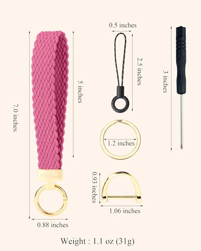 Image of WEESMILE Keychain Wristlet, Stretchy Key Chain for Car Keys with 2 Keyrings and D ring, Cute Wrist Lanyard for Women Men