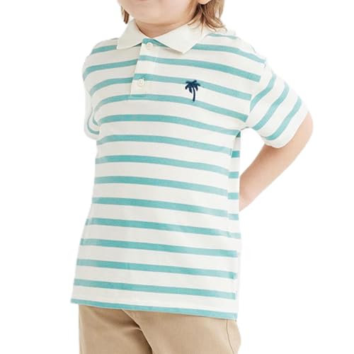 Toddler Kids Striped Polo Shirt Short Sleeve Girls Boys Golf Tennis Tee Tops Laper Half Button Down Soccer Shirts