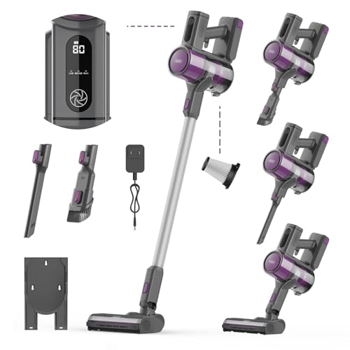 GeviCleaner Cordless Vacuum Cleaner 400W Brushless Motor Stick Vacuum 25Kpa with HEPA Cordless Stick Vacuum Cleaner Detachable Battery Cordless Vacuum Lightweight Vacuum Cleaner Carpet Floor Pet Hair