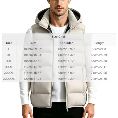 Men's Hooded Puffer Vest Casual Lightweight Full Zip Up Sleeveless Jacket - image 4