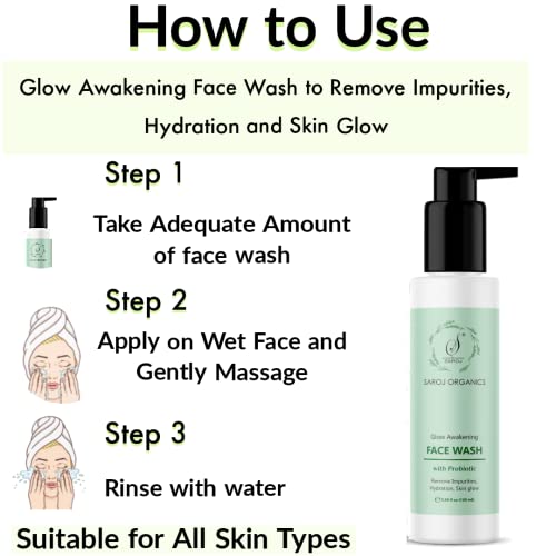 Image of Saroj Organics Glow awakening facewash, 100 ml for skin glow, skin hydration and removing impurities - for Men and Women