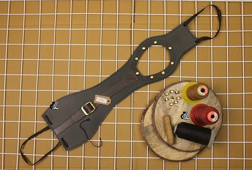 Image of Genuine Leather Motorcycle Tank Strap Compatible with Royal Enfield Hunter 350 (Only Tank Strap, Black & Brown)