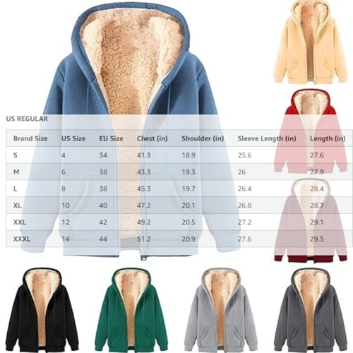 Mens Hoodies Oversized Fleece Lined Hooded Sweatshirts Long Sleeve Full Zip Thermal Winter Warm Outerwear 20243