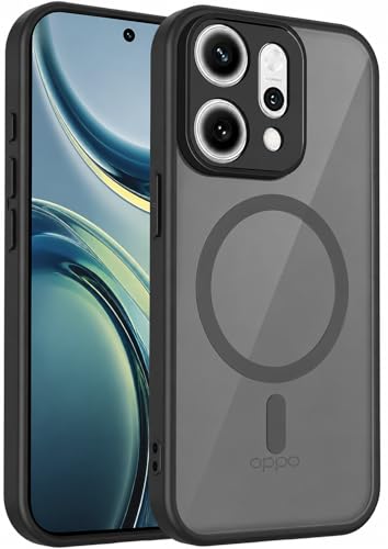 Image of Case for Oppo Reno 14 5G Back Cover Shockproof Translucent PC + Side Black TPU Bumper Protective Magnetic Support Case Cover (Oppo Reno14)