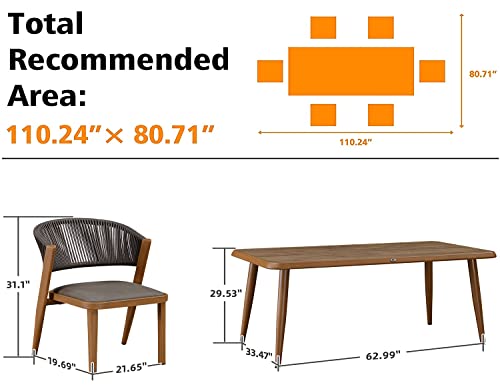Purple Leaf 7 Pieces Outdoor Dining Set All-Weather Wicker Outdoor Patio Furniture With Table All Aluminum Frame For Lawn Garden Backyard Deck Patio Dining Set With Cushions, Brown #TOP7