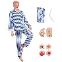 Nursing Training Manikin, Medical Mannequin for Training Patient Care Manikin with Interchangeable Genitals & Bedsore Modules, Life-Size Nursing Mannequin for Practice & Teaching Male