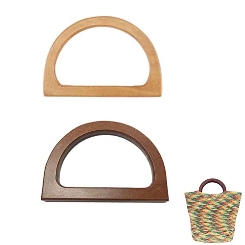2 piezas Asas para Bolsos de Madera, asas Ovaladas de Madera en Forma de D, Asa de Madera de Repuesto, Madera para Bolso de Mano Reemplazo, para Bolso para Mano Bolsillos de Accesorios Cover