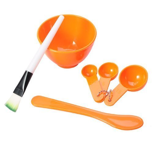Inscape Data My Beauty® Fashion Beauty Facial Care Mask Mixing Bowl Stick Brush Gauge 4 in 1 Set -Orange