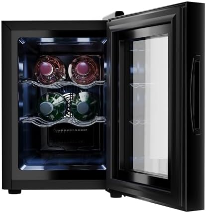 Bild 2 - Tristar Thermoelektrischer Weinkühlschrank Grande Saignée, für bis zu 6 Flaschen, leise & stabil, Glastür, 3 Ebenen, LED-Touch-Screen, Innenbeleuchtung, WR-7506