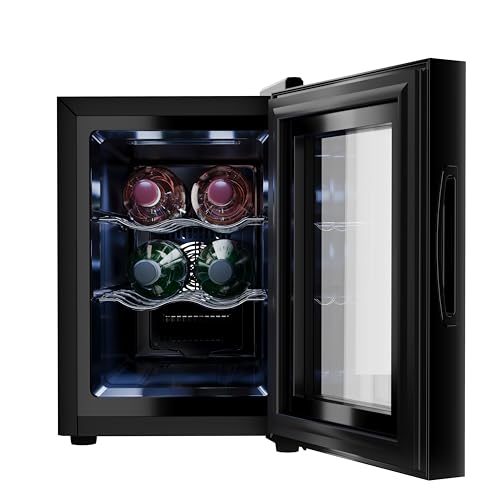 Tristar Cave à vin thermoélectrique Grande Saignée, Pour 6 bouteilles maximum, Silencieuse & stable, Porte en verre, 3 niveaux, Écran LED tactile, Éclairage intérieur, WR-7506 – Image 4