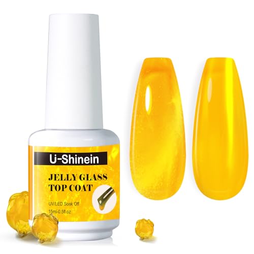 U-Shinein Jelly Gel Nail Polish, Top Coat Gel for Glass