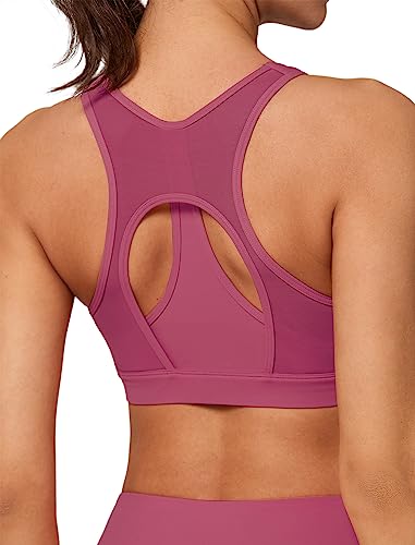 Yvette Mesh Sports Bras For Women High Impact Racerback Supportive Workout Bra For Running Plus Size Fitness Bra, Burgundy, Small #TOP20