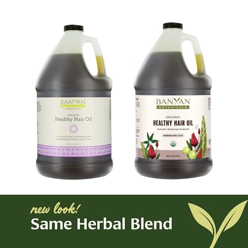 Banyan-Botanicals-Healthy-Hair-Oil--Organic-Herbal-Oil-with-Bhringaraj-Amla--Ayurvedic-Hair-Care-for-Strong-Thick-Lustrous-Hair-for-Scalp-Massage--128oz--Non-GMO-Sustainably-Sourced-Vegan