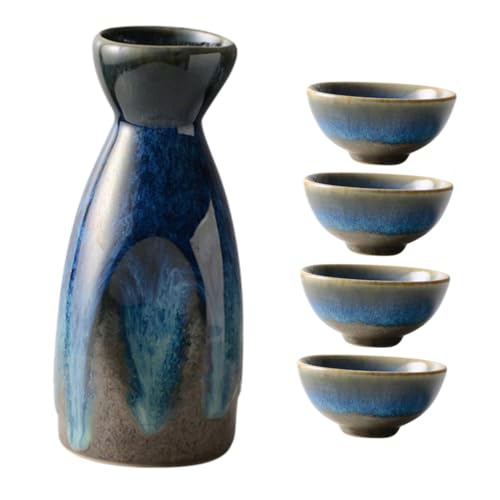 TOBBOMEY 風セラミック清酒 壺杯付き 製 多機能酒器 家用 友人集会向け おしゃれで滑らかな口元 酒器 にも