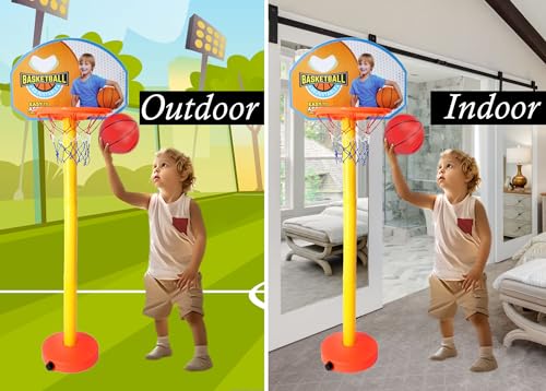 Image of Prime Basketball Set for Kids Best Playing Toy Gift to Your Child Height Adjustable and Portable Basketball with Stand for 1 Year to 10 Years Kids Game Toys (Multicolor Basket Ball Set)