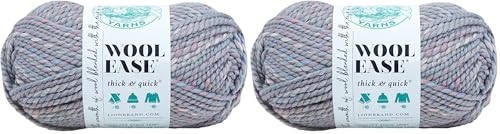 Image of Lion Brand Yarn Wool-Ease Thick & Quick Yarn, Soft and Bulky Yarn for Knitting, Crocheting, and Crafting, 1 Skein, Storm Front (Pack of 2)