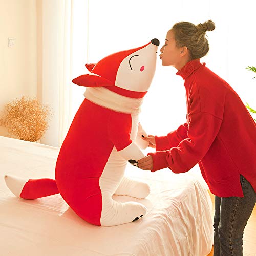 Kawaii Red Fox Peluche Giocattolo Lifelike Fox Peluche Cuscino Peluche Animali di Peluche Ragazze Cuscino Per Dormire Per I Bambini Regalo Di Compleanno 90 cm Marrone