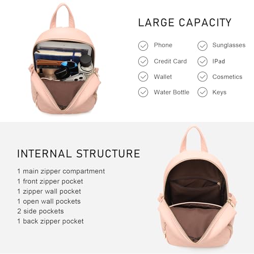 Image of Quilted Small Backpack for Women PU Leather Casual Handbag Daypack Purse | Stylish Quilted Design, water-resistant premium PU leather, matches all daily outfits, lightweight for everyday carry