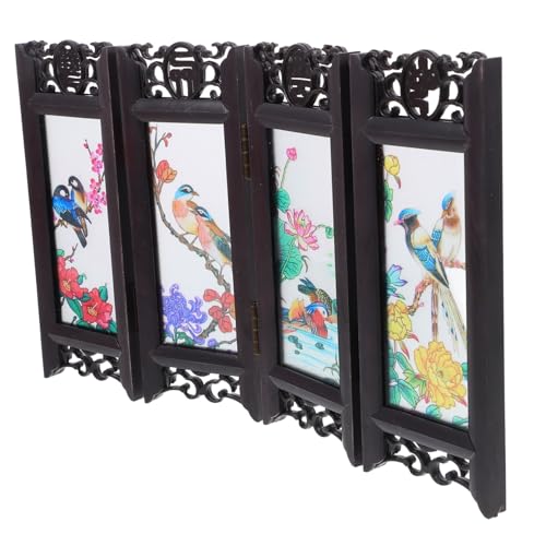KONTONTY Biombo Plegable Mini Pantalla Divisoria Escritorio, Adorno de Pantalla Pequeño, Decoración Multifuncional para Escritorio Hogar, Estilo Chino, Tamaño Mini, Ligera y Compacta
