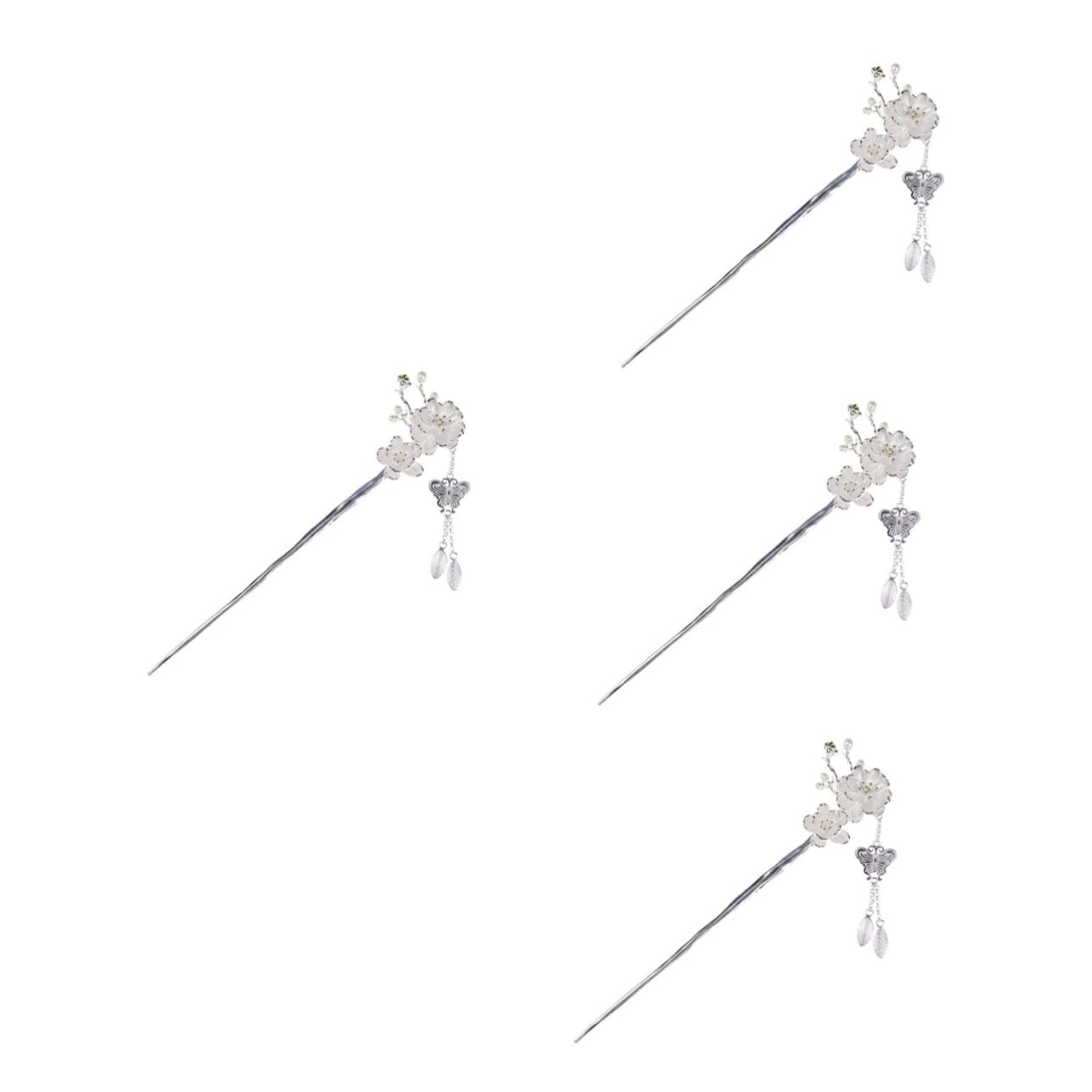 Healeved 4piezas Horquillas De Cabello De Flor De Ciruelo Flecos Para Mujer Accesorio Retro Para Fiestas y Bodas Elegante y Ligero
