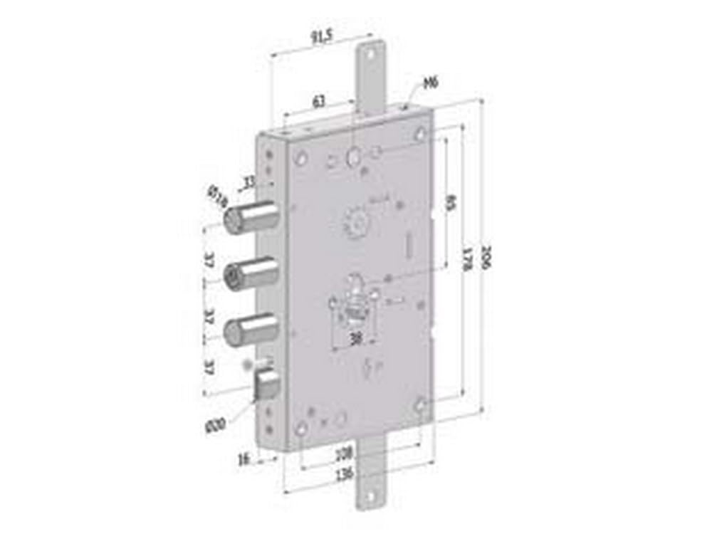 1PEZZO SERRATURA TRIPLICE P/PORTE BLINDATE CILINDRO EUROPEO REVERS.INT.37 265 - (2651SCR0337CXX)