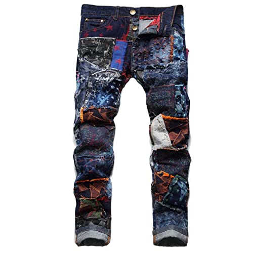 Moriste Colorful Jeans Men Denim Pant Patch Jeans Slim Fit Personality Designer Jeans Show Denim Men 247 36 #TOP21