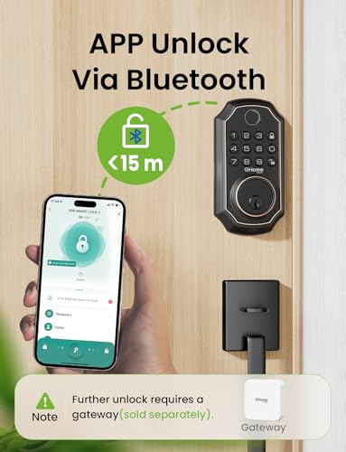 Image of GHome Smart Door Lock, Palm Vein Smart Locks for Front Door, 5 in 1 Keyless Entry Door Lock, Alexa Control, Auto Lock, Built-in WiFi, Rechargeable Battery, Smart Deadbolt