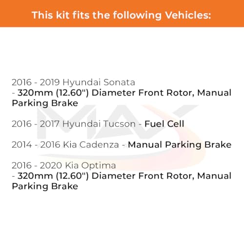 Image of Max Advanced Brakes Front & Rear Brake Kit Compatible With 2016-2019 Hyundai Sonata Compatible With Kia Cadenza Optima Replacement Premium OE Disc Brake Rotors and Ceramic Brake Pads