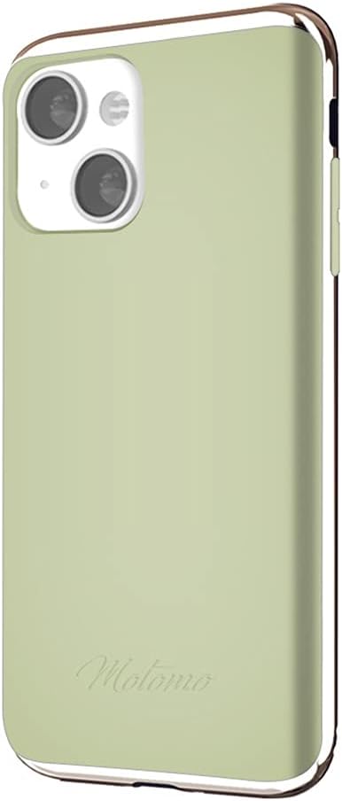 motomo Moss Green MT21568i13GR Case for iPhone 13, Double Wall Construction, Soft, Anti-Contact Marks, Hybrid TPU and Polycarbonate TPU, Shockproof, Bumper Style, Wireless Charging, Chrome Gold