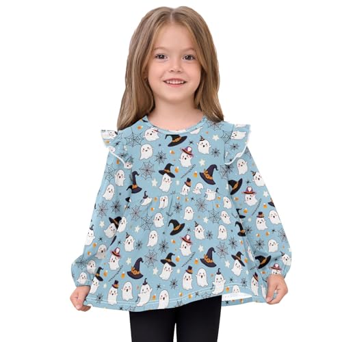 Cute Specter Hat Web A Girls Shirts Cotton Long Sleeve Ruffle Toddler Tee Tops3