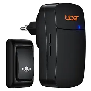 Tukzer Wireless Door Bell, Waterproof Door Bell Chime Kit for Home Office with LED Light Up to 300 Meter Operating Range 38 Ringtones, 1 Receiver and 1 Push Button