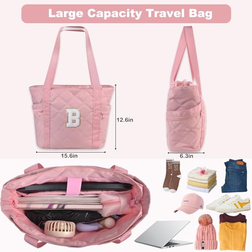 QZUnique Gift for Women Initial Travel Bag - Duffel with Makeup Pouch, Weekender Overnight Tote, Gym Yoga Bag, Birthday Gift3