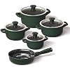 Real Ceramic, Non-Scratchable, Non-Toxic Cookware Set Oven Safe up to 1200F, Stovetop Agnostic, Dishwasher Safe, Long-Lasting and Lightweight PFAS, PTFE, PFOA, PFOS-Free Matte Rosemary