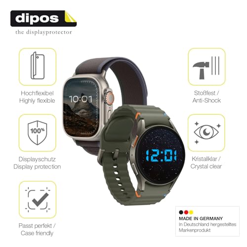 dipos FLEX 2x Schutzfolie klar passend für Withings ScanWatch Nova Brilliant (39 mm), 100% Displayabdeckung, Anti-Shock, Fingerprint Kompatibel, Case-Friendly, Full Cover Displayschutz Folie
