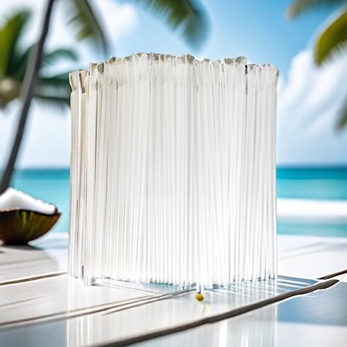 100 pitillos plásticos transparentes con cuchara, flexibles miniatura 5