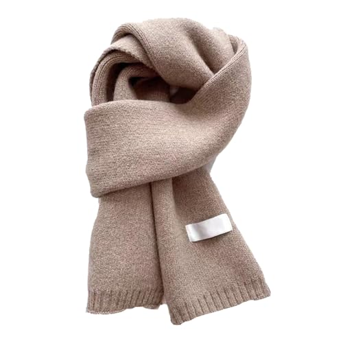 XQILGVF Winterschal in Volltonfarbe, gemütlicher Strickschal, Strickschal für kaltes Wetter, Warmer Dicker Schal für Damen (Beige)