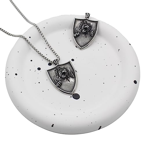 Norse Bear Claw Amulet Necklace for Men,Eagle Wolf Head Pendant Necklace with 22+2" Stainless Steel Chain3