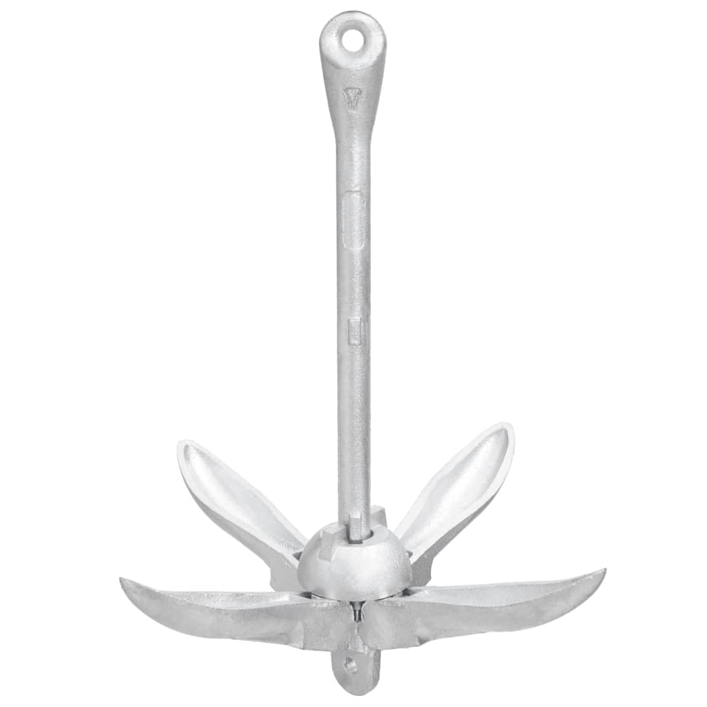 Anclaje plegable de hierro fundido galvanizado en caliente, 8 kg, con 4 hoyuelos para barco, kayak, bote inflable y vela, plegable compacto para mar, río y mar, agarre seguro en arena y barro