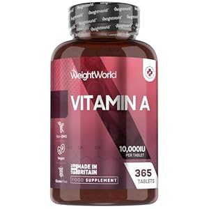 Vitamin A Tablets 10,000IU – 365 Tablets (1 Year Supply) – VIT A as Retinyl Acetate – Vegan & Non-GMO – 3000μg Vitamin A Supplement – Made in The UK
