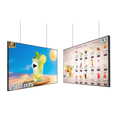 Image of 43inch Digital Signage, 2500nits High Brightness Advertising Display, Slim Fit Frameless LCD Monitor, CMS Remote Publishing, 24 /7 Operation, Smart Split Screen Play, HDMI /USB /WiFi /Android 11