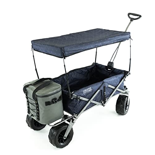 Creative Outdoor Push Pull Stroller Wagon, Beach Hauler XXL Deluxe con toldo, carrito plegable y portátil de alta resistencia, soporta hasta 150 libras, ruedas gigantes de 10 pulgadas miniatura 6