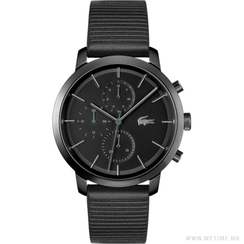 Lacoste Multi Zifferblatt Quarz Uhr für Herren Kollektion Replay mit Schwarzes Lederarmband - 2011177