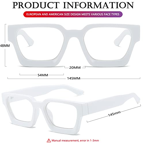 Image of AIEYEZO Square Thick Frame Glasses for Women Men Fashion Blue Light Glasses Trendy Chic Computer Eyeglasses