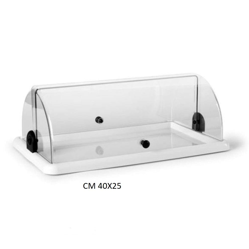 Vetrina espositore da banco Bar Porta brioche cornetti Dolci Pane per gelateria Ristorante Pub Rettangolare cm 40x25 con Doppia Apertura