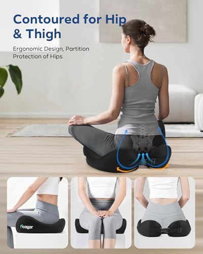 Miniatura 5 de Feagar Cojin Silla Oficina - Cojin Coxis Ortopedico De Espuma Con Memoria, Cojín Ergonómico Para Silla De Oficina, Silla De Ruedas Y Coche, Alivia Dolor De Coxis, Cadera Y Ciática - Funda Lavable